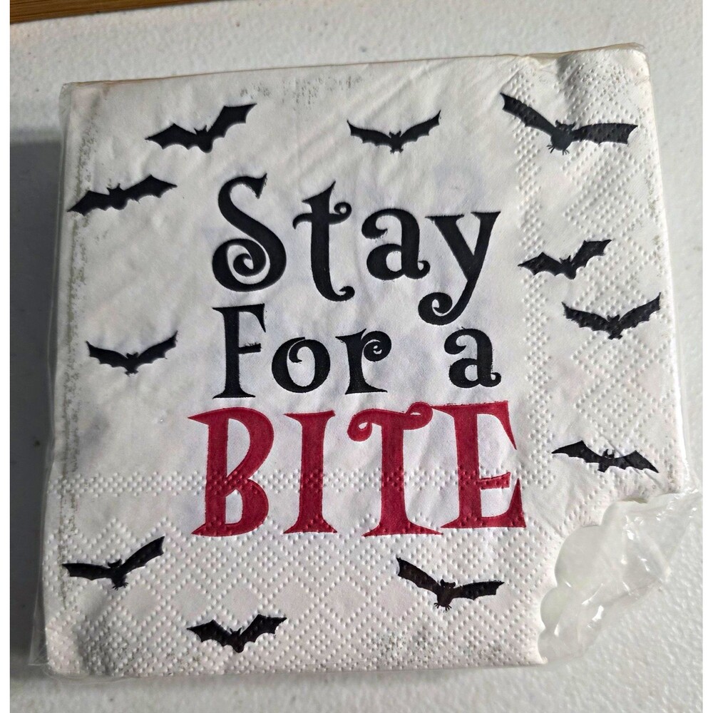 Eccolo Stay For a Bite Halloween Party Bats Beverage Napkins 3 Ply 40 Ct